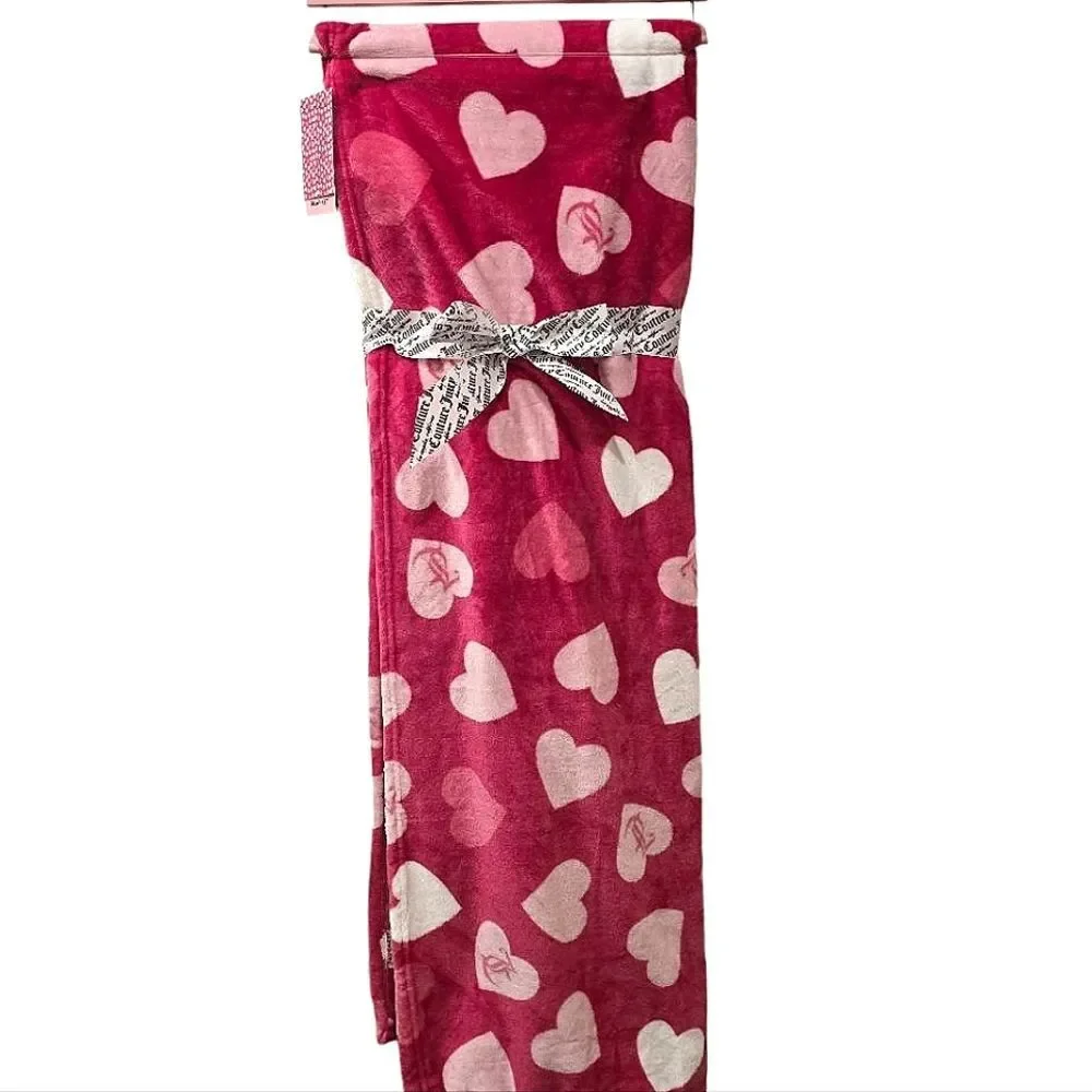 Juicy Couture Home JC Heart Logo Plush‎ Printed Twin Throw Blanket